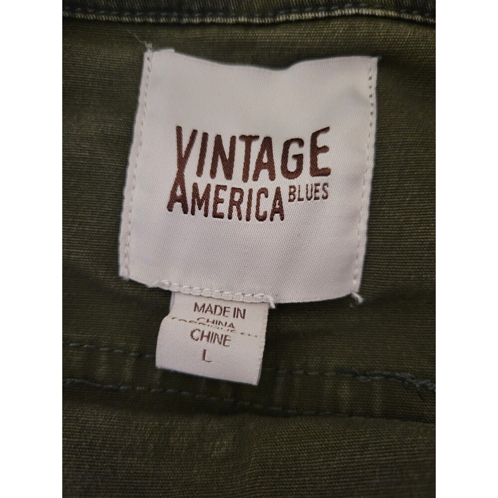Vintage America Blues Embroidered Camo Jean Jacket Women L Green - Picture 8 of 10